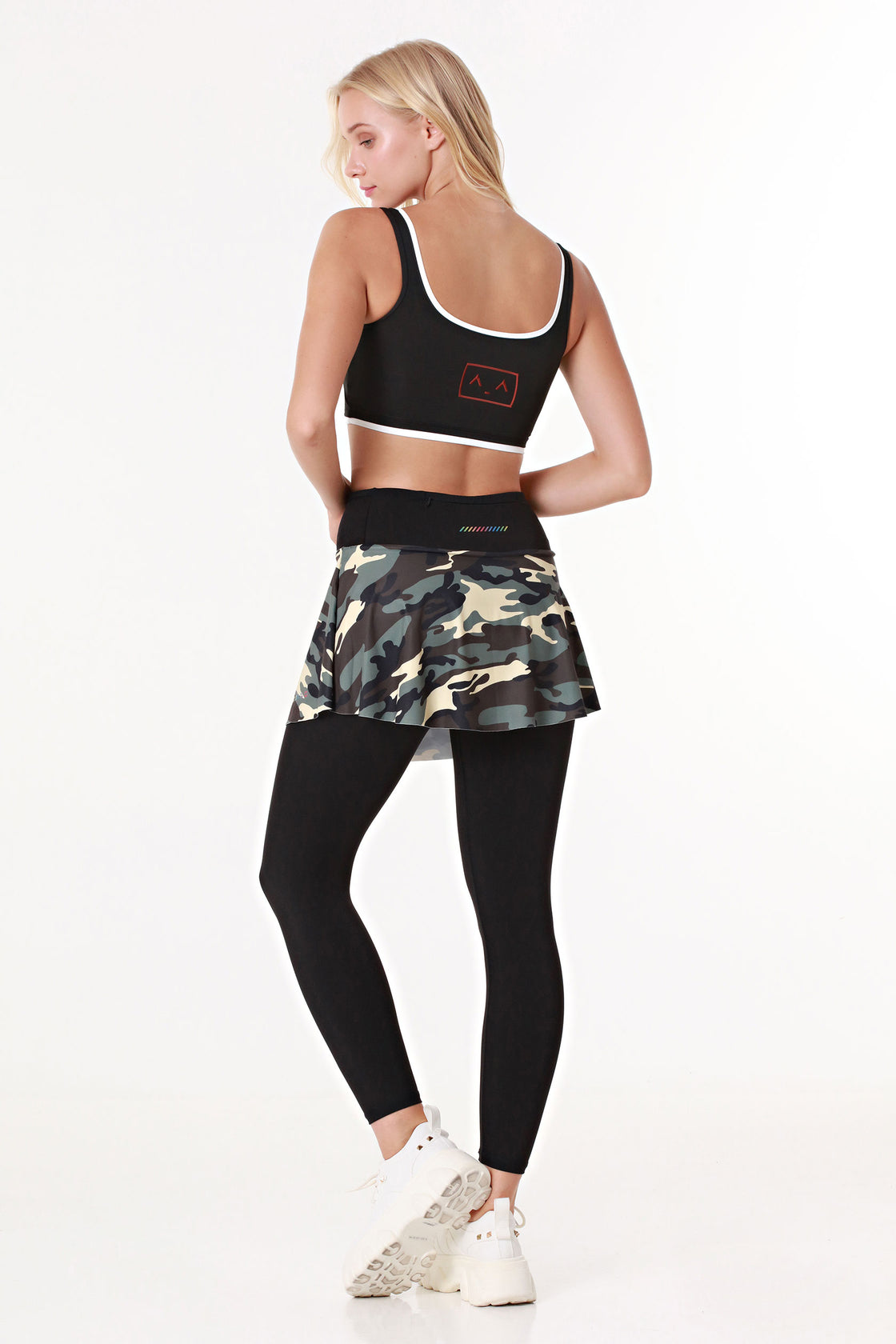 Militaire Play Tennis Skirt with Integrated Black Leggings