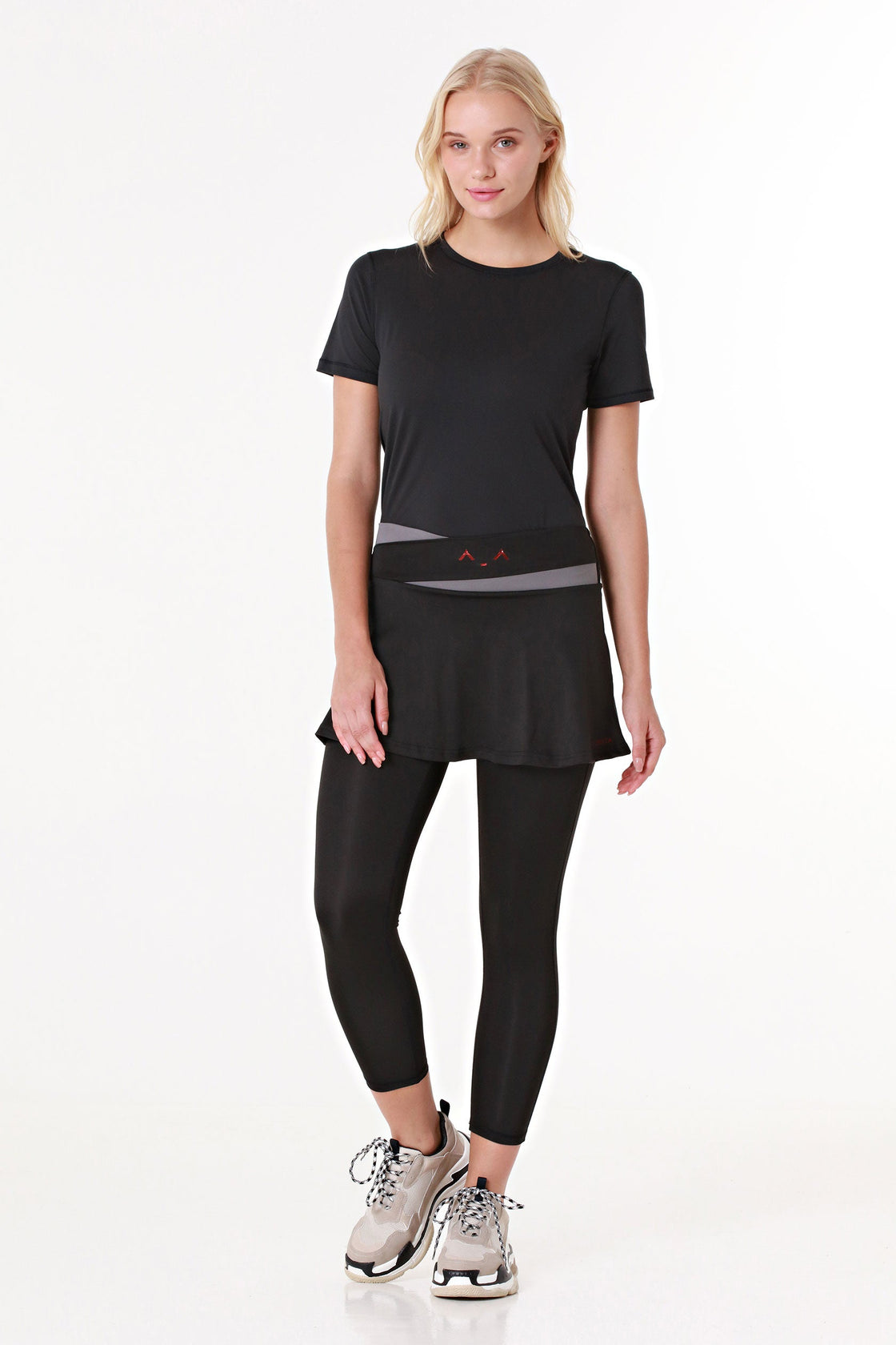 Court Chic Tennis Black Leggings with Skirt