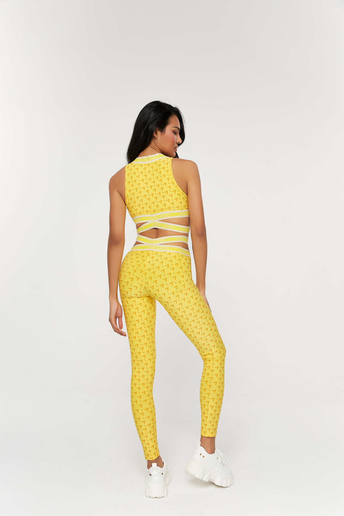 Printed Yellow Leggings With Logo