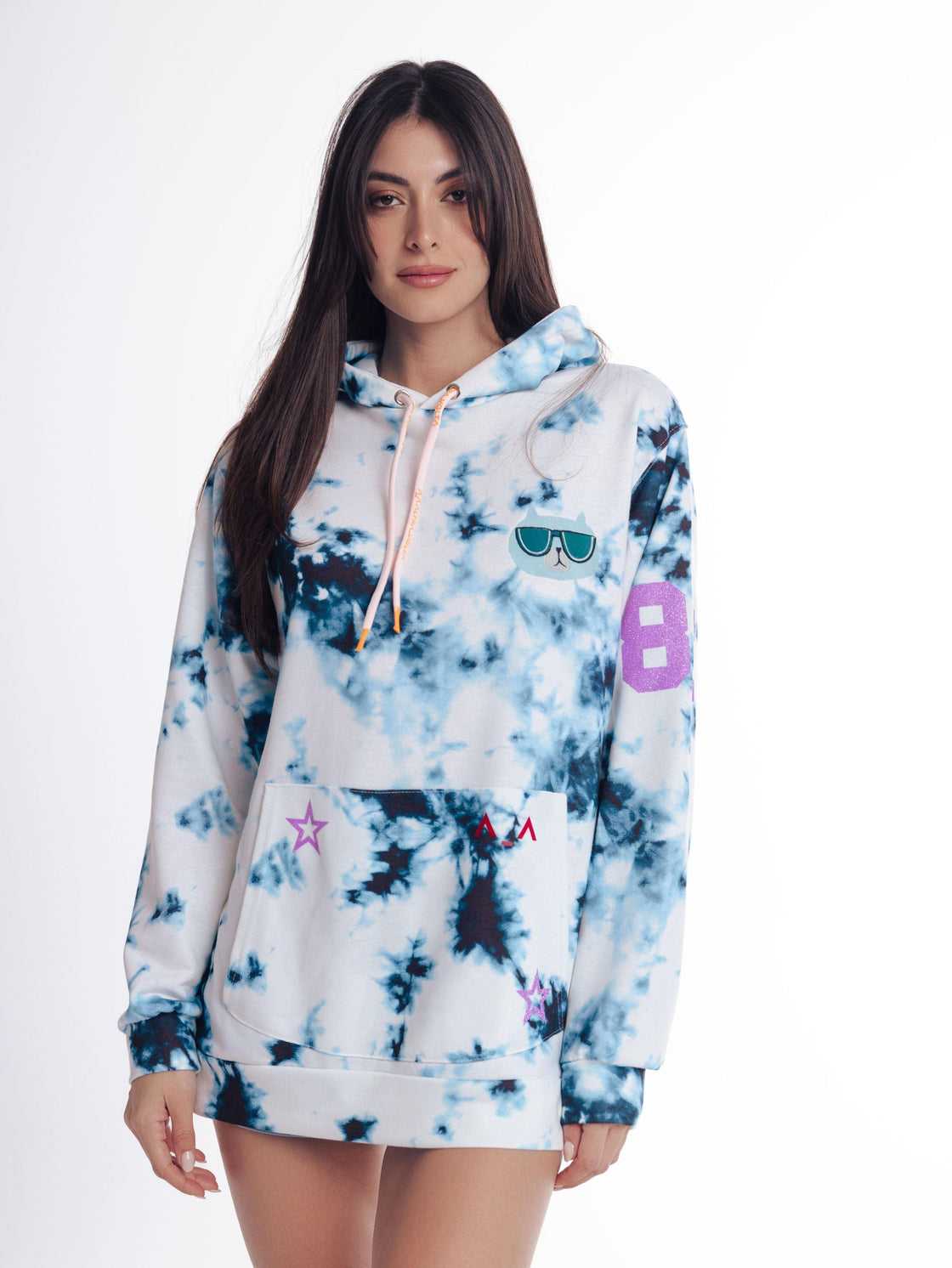 Oversized Blue Tie Dye Hoodie