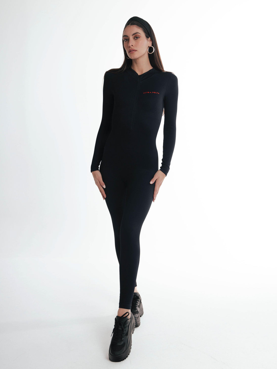 Sleek Allure Black Jumpsuit with Zipper