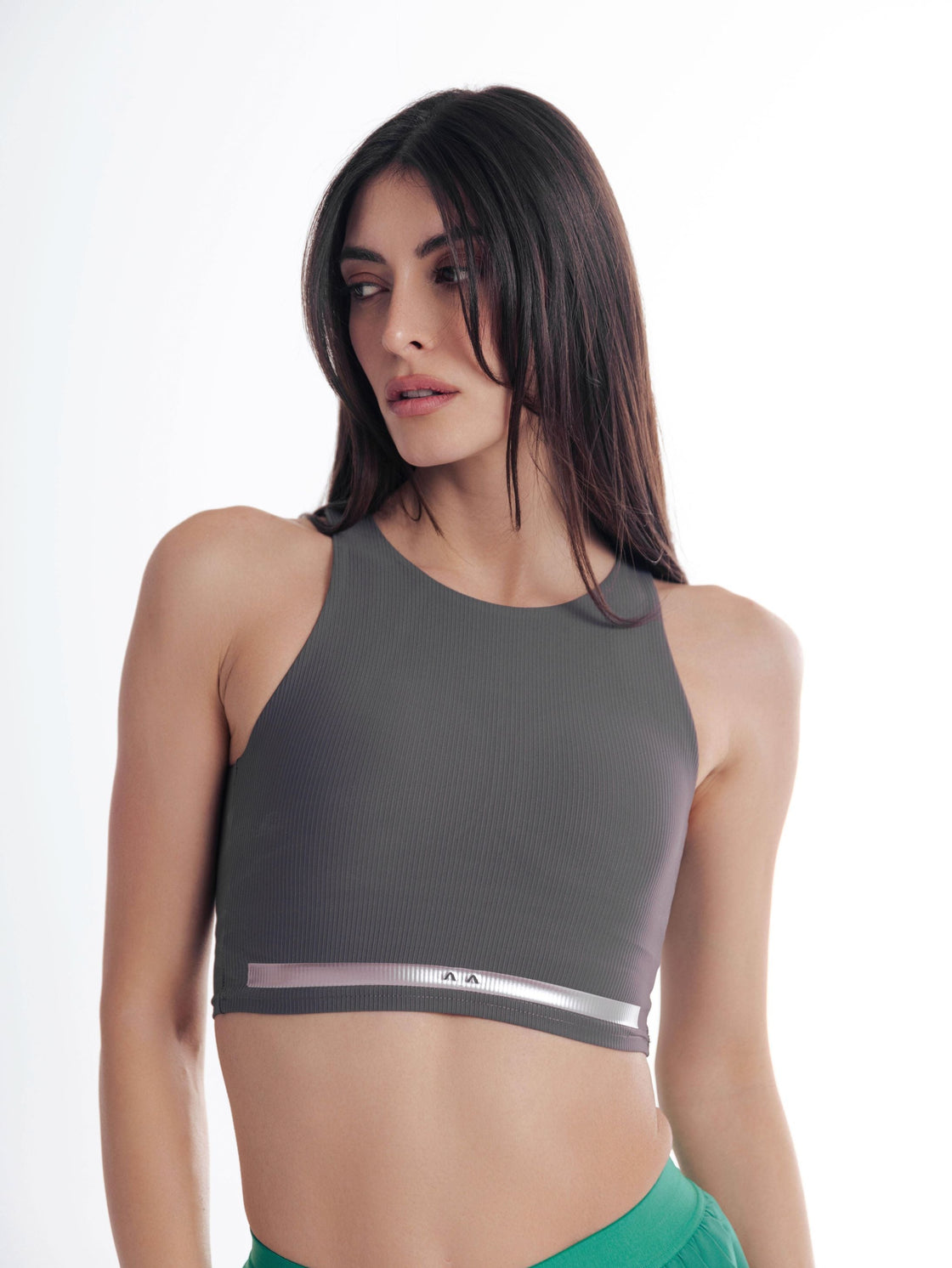 StriveFlex Sports Bra Open Back Top in Grey