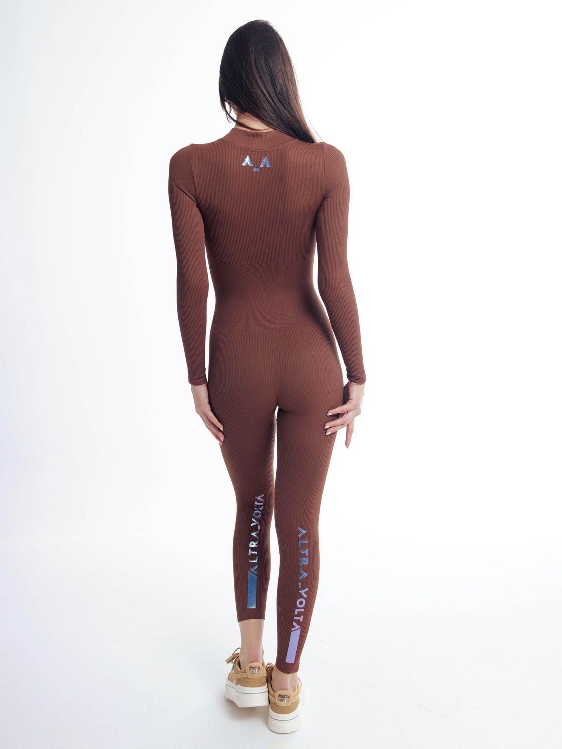 Sleek Allure Brown Jumpsuit with Zipper