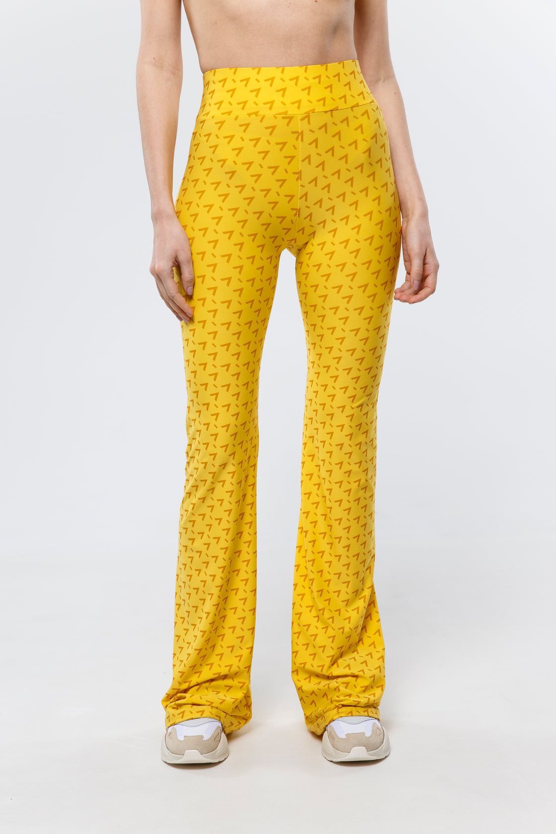 High-Rise Flared Yellow Leggings