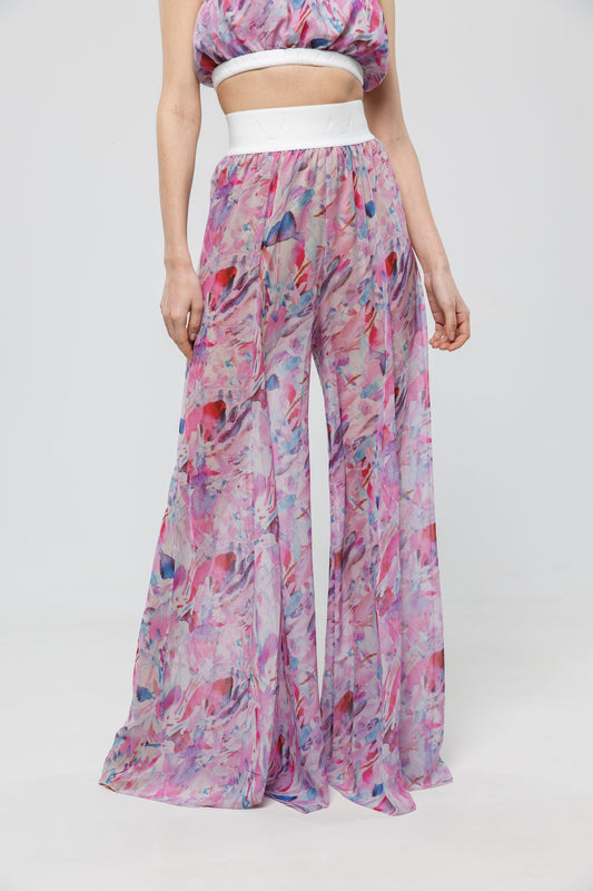 Orchid Bloom Pants With Elastic Waistband