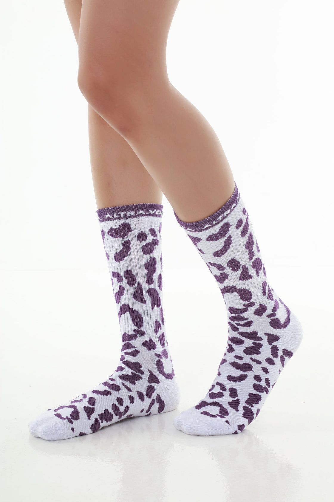 White Purple Leopard Socks