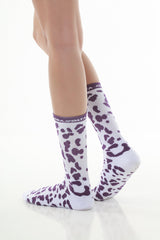 White Purple Leopard Socks