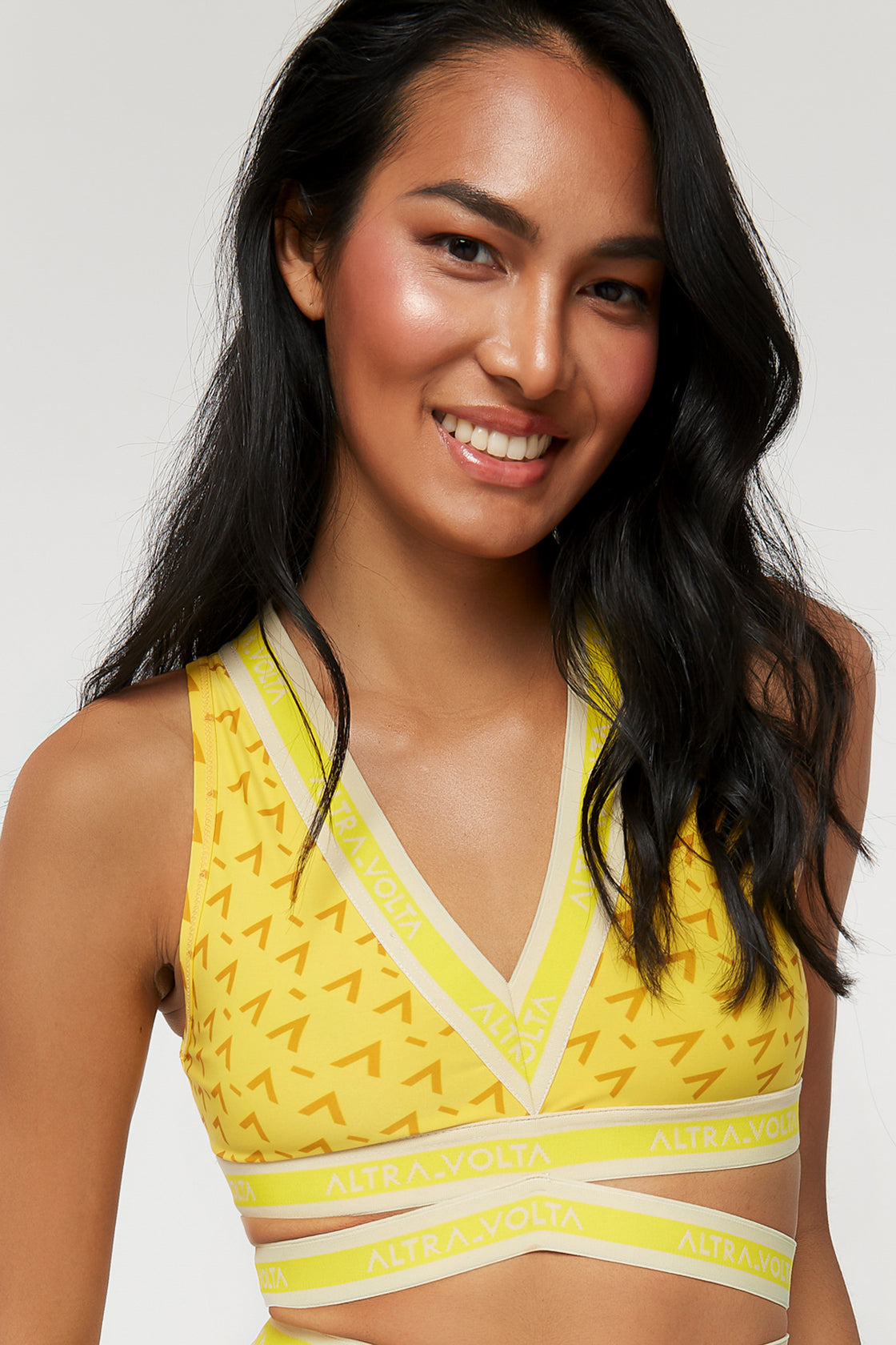 V-neck Yellow top with logo