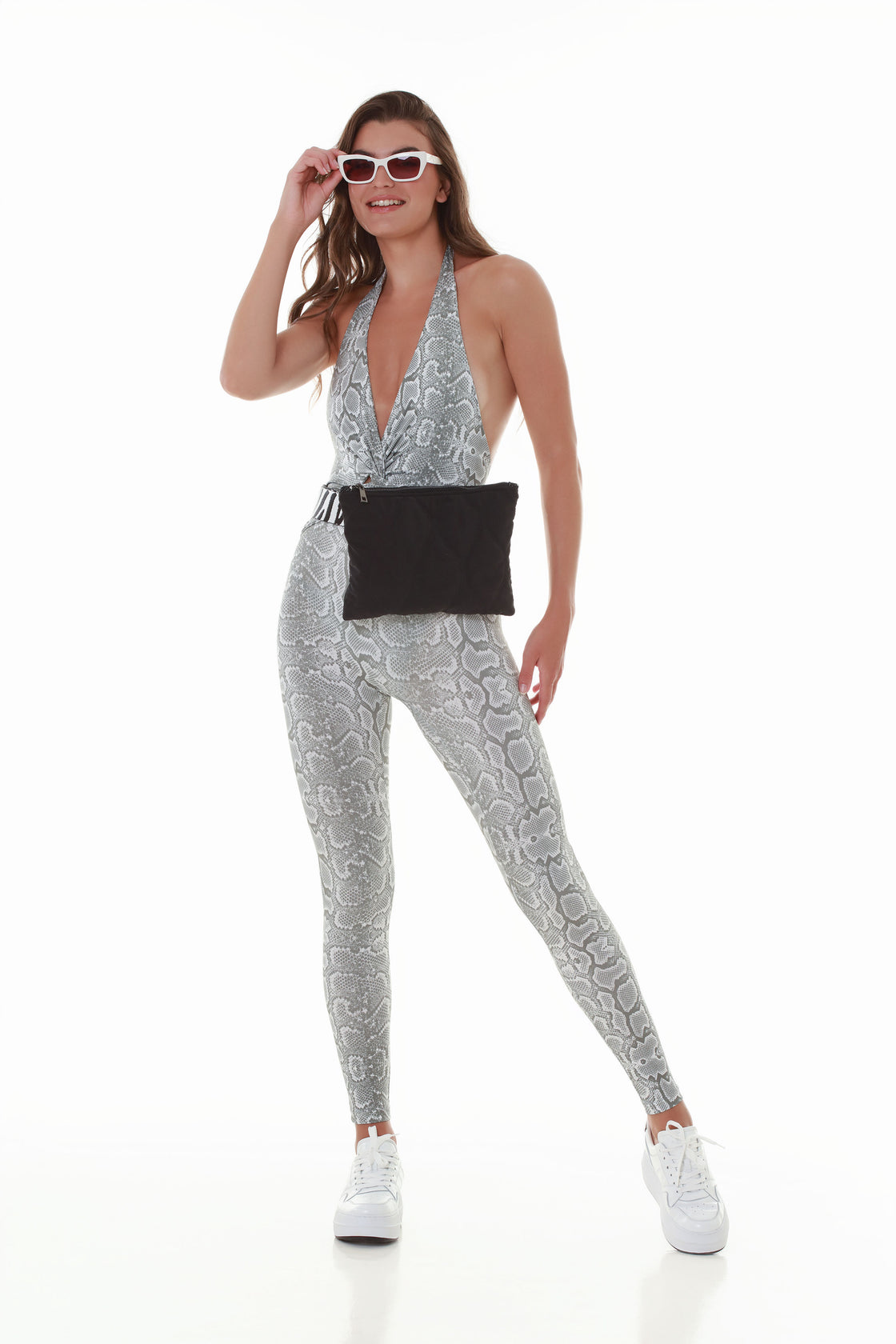 Silver Serpent V-Neck Jumpsuit