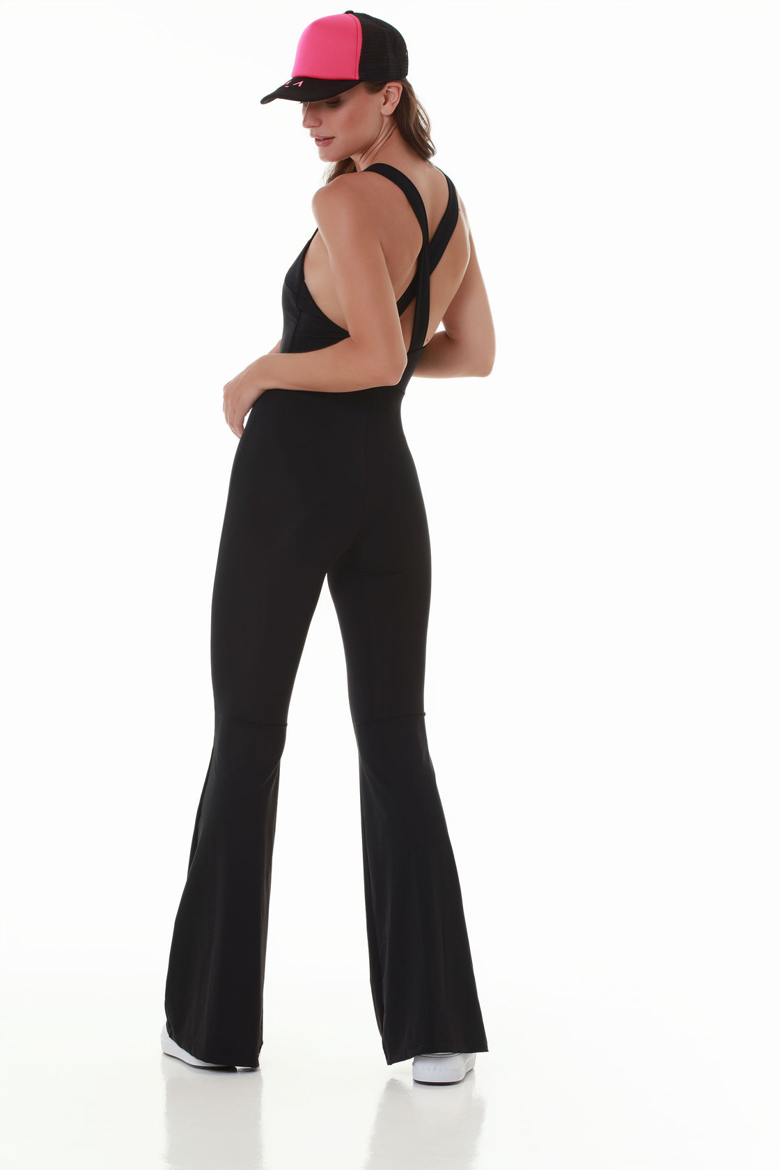 Black Flare Crossback Jumpsuit