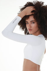 Elegance Extended Long sleeve White Top