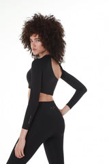 Elegance Extended Long sleeve Black Top