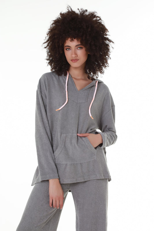 CozyComfort Light Grey Terry Cotton Hoodie