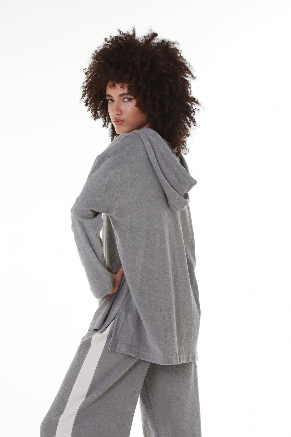 CozyComfort Light Grey Terry Cotton Hoodie