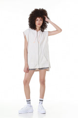 Sleeveless Terry Cotton OffWhite Hoodie