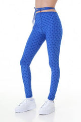 Chic Blue Leggings With Waist String Ties