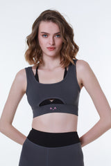 Grey-Black Sporty Top