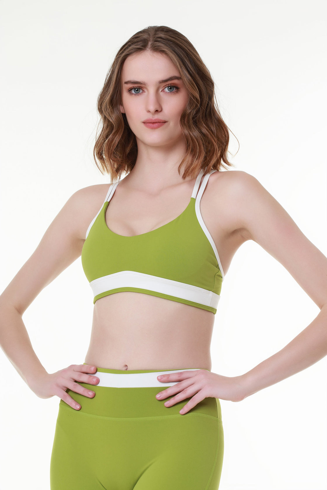 Olive green Belted Sports Bra