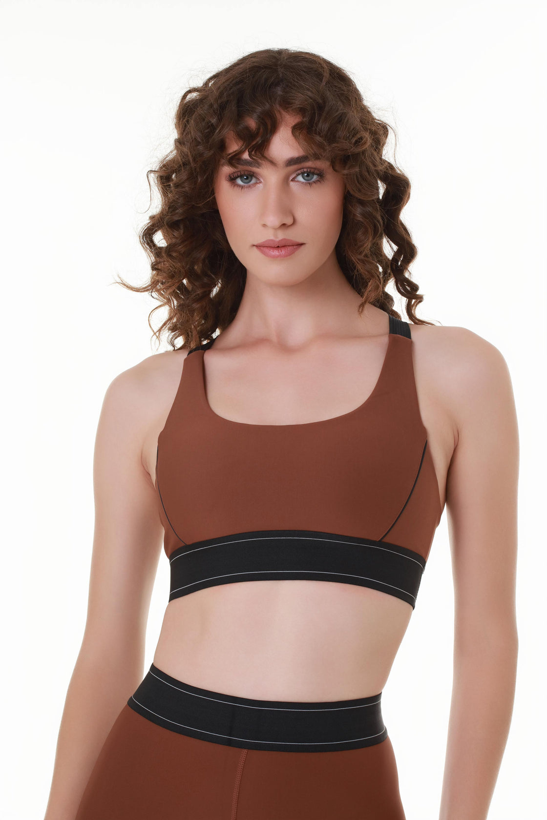 Cross-Back Dual Tone Brown Top