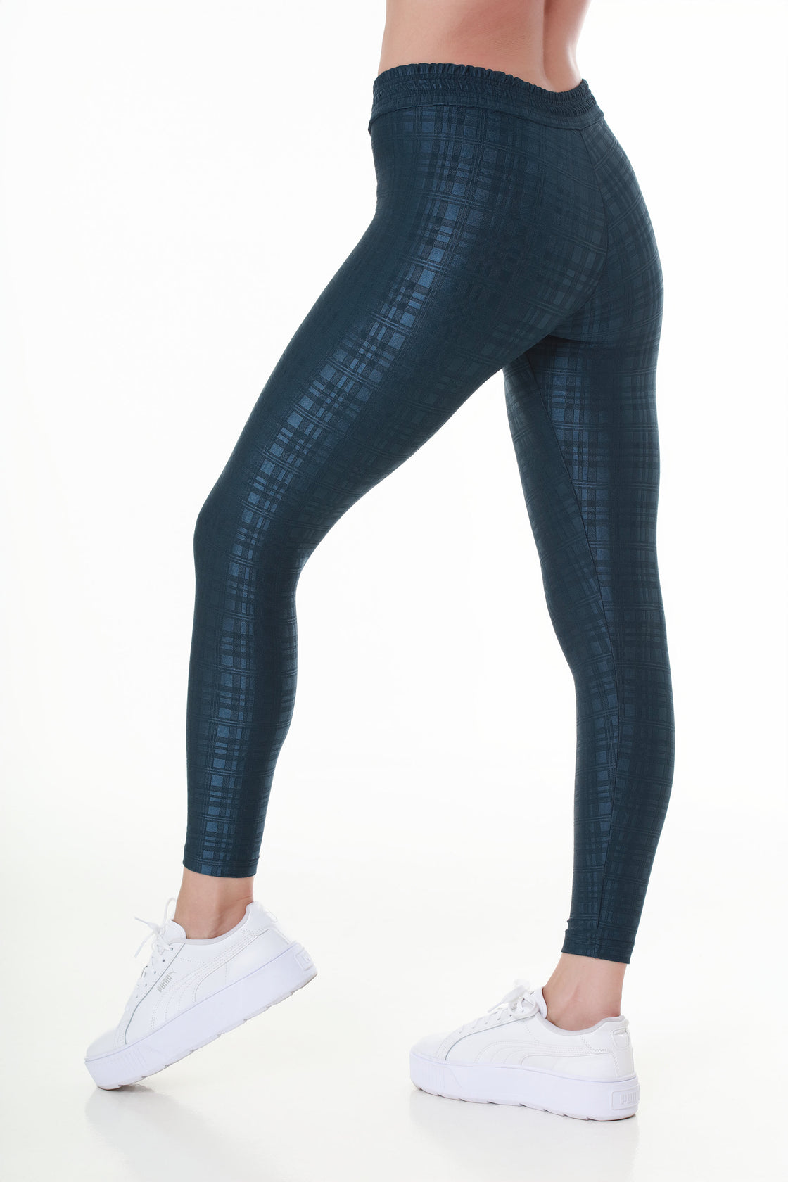 Navy Luxe Checkered Leggings