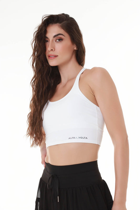 V-Back White Sports Top