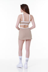 Beige Open Back Mini Dress