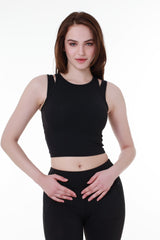 Black Double Strap Cropped Top