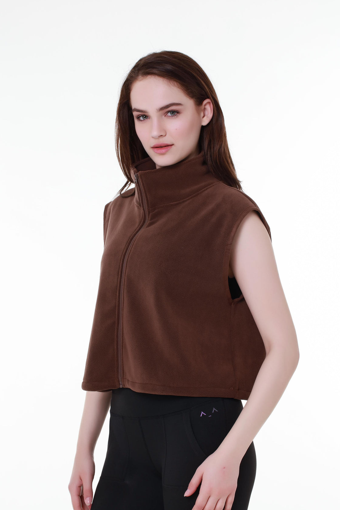 Wide Brown Sleeveless Jacket