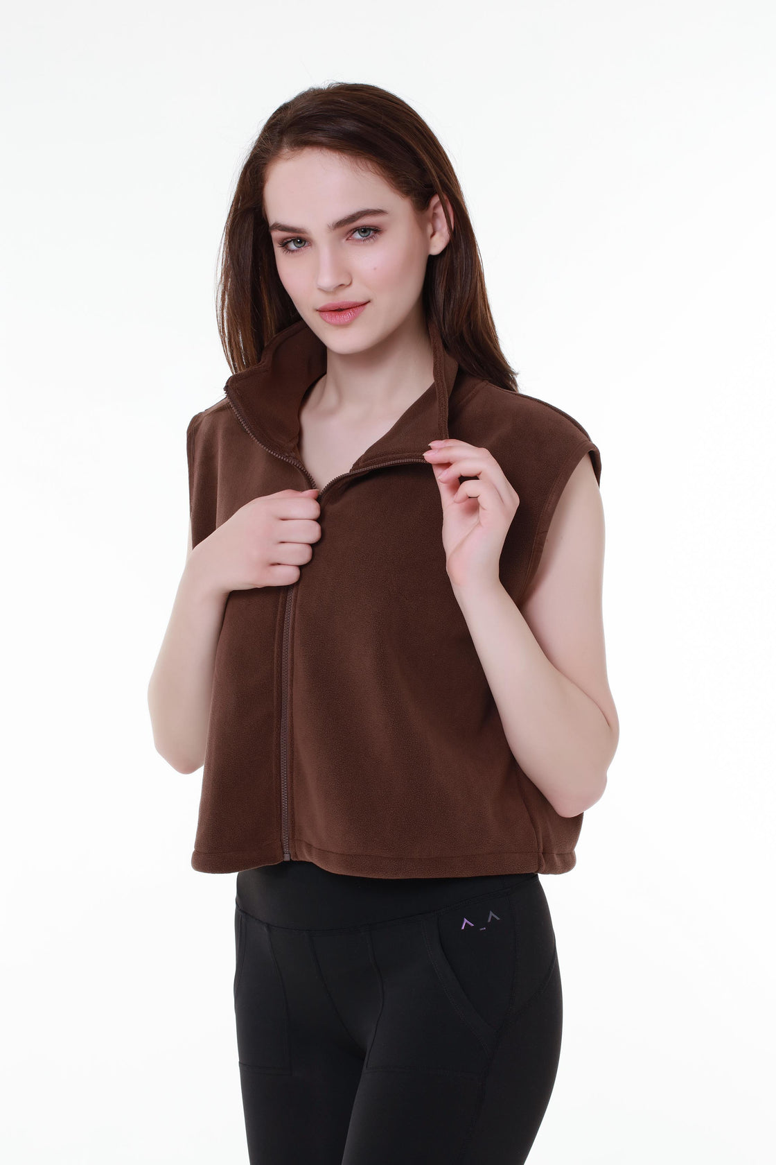 Wide Brown Sleeveless Jacket