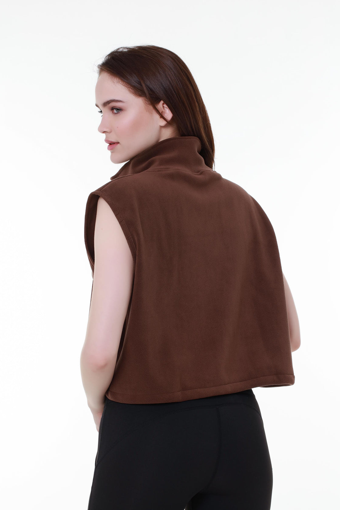 Wide Brown Sleeveless Jacket