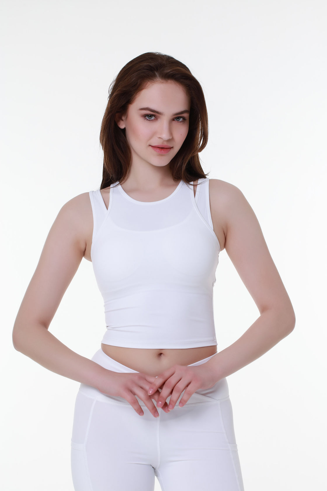 White Double Strap Cropped Top