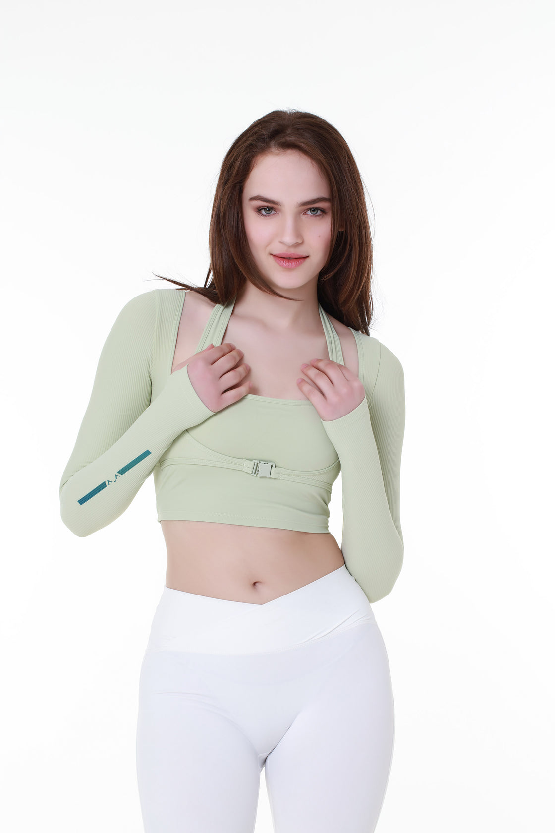 Light Chaki Sports Top with Extra Sleeves