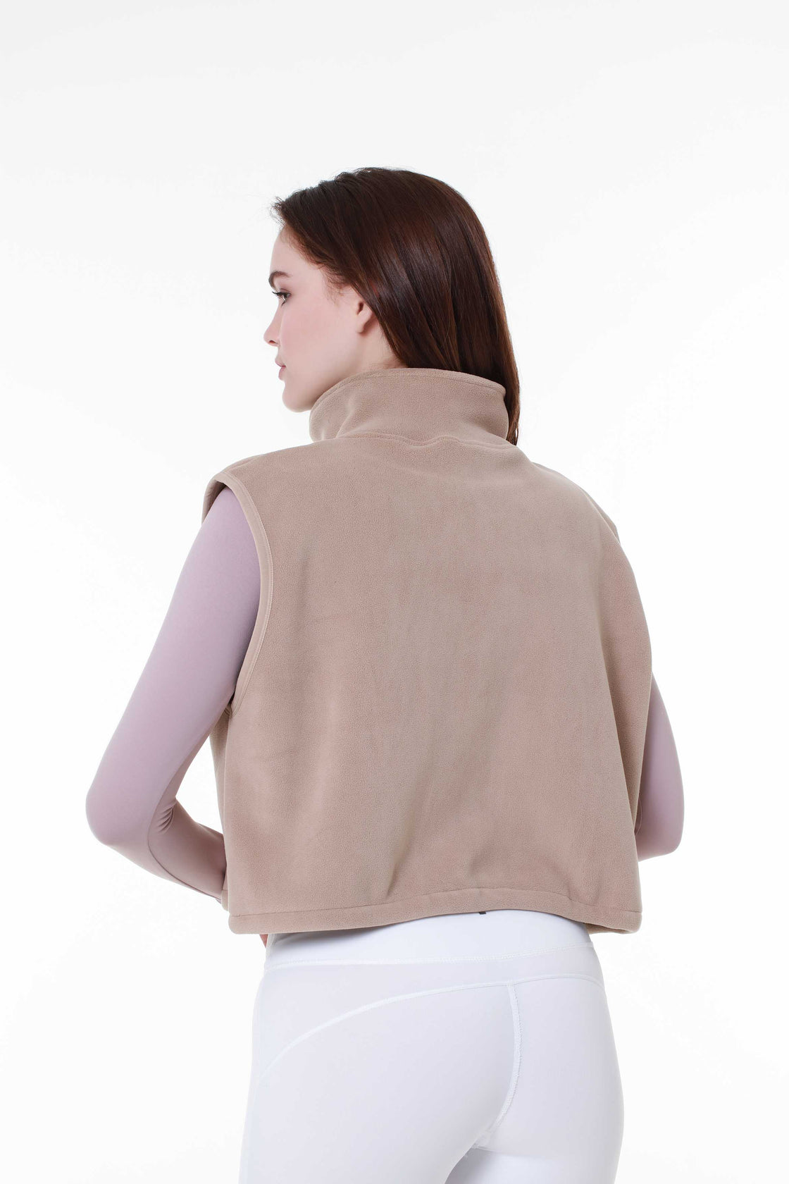 Wide Beige Sleeveless Jacket