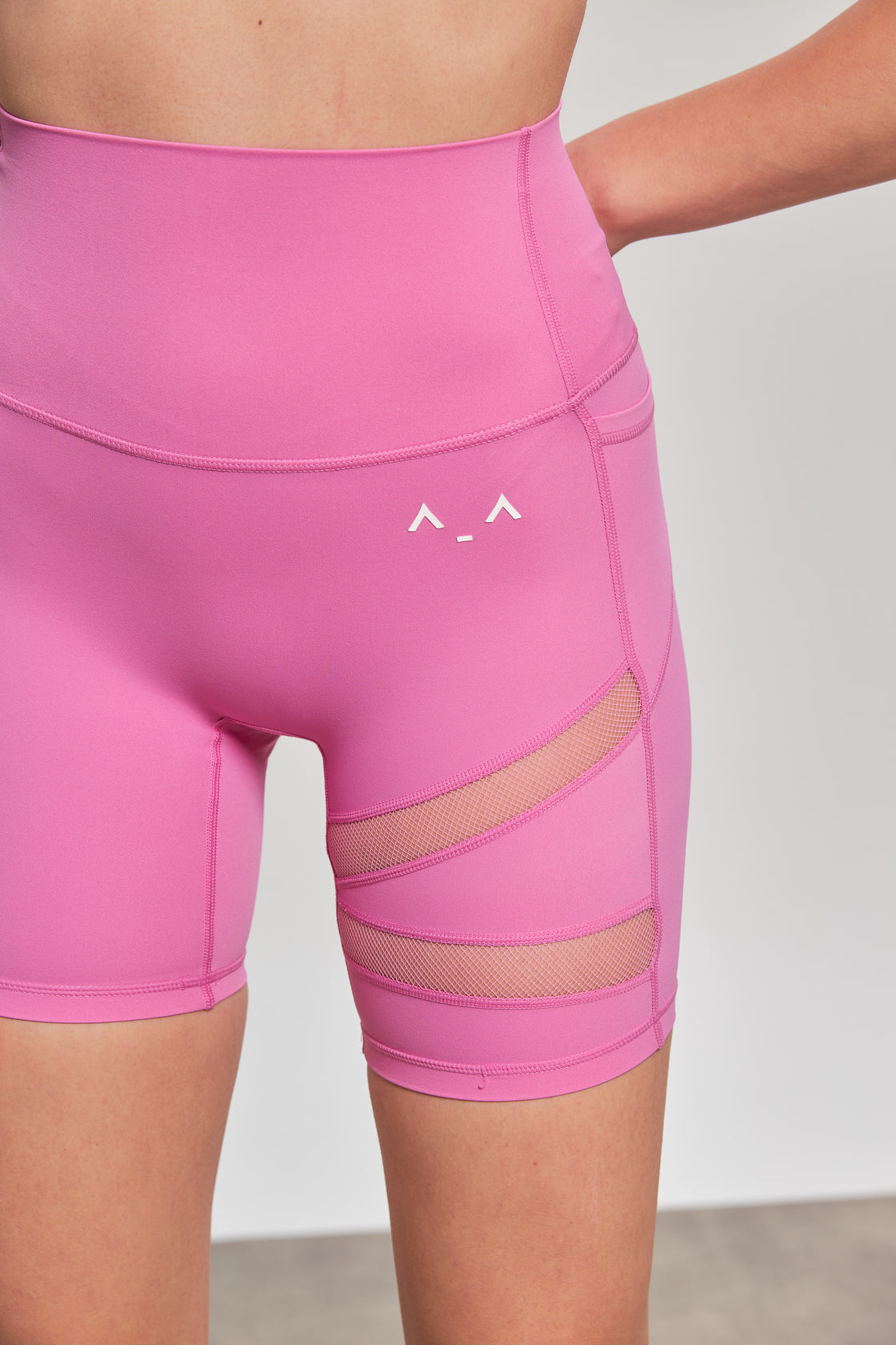 Pink Cutout Shorts with Net Details