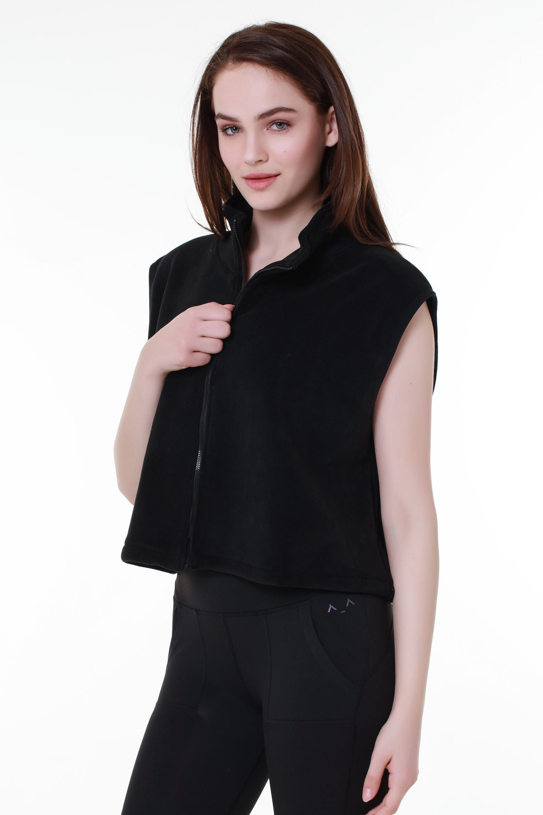 Wide Black Sleeveless Jacket