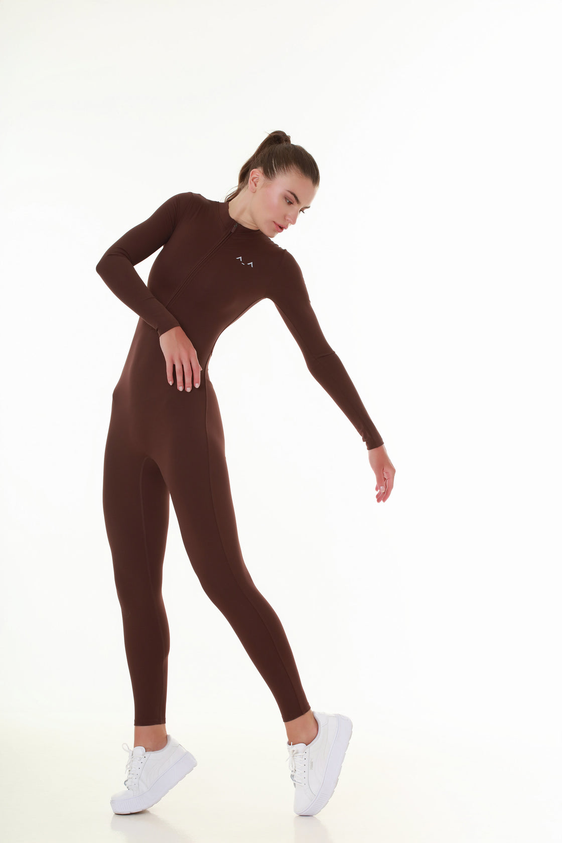 Chocolate Motion Zip Jumpsuit