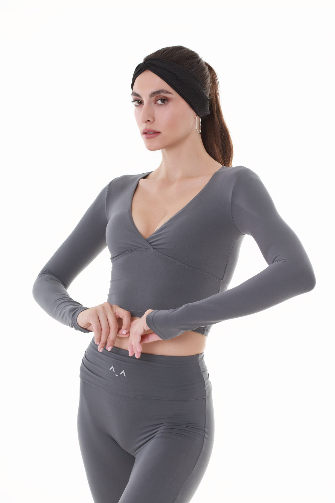 Long Sleeve V-Neck Grey Top