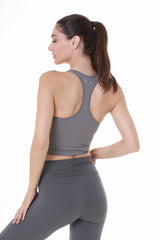 V-Back Grey Sports Top