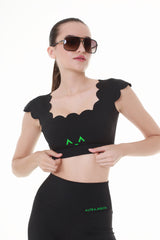 Black Ruffle Crop Top