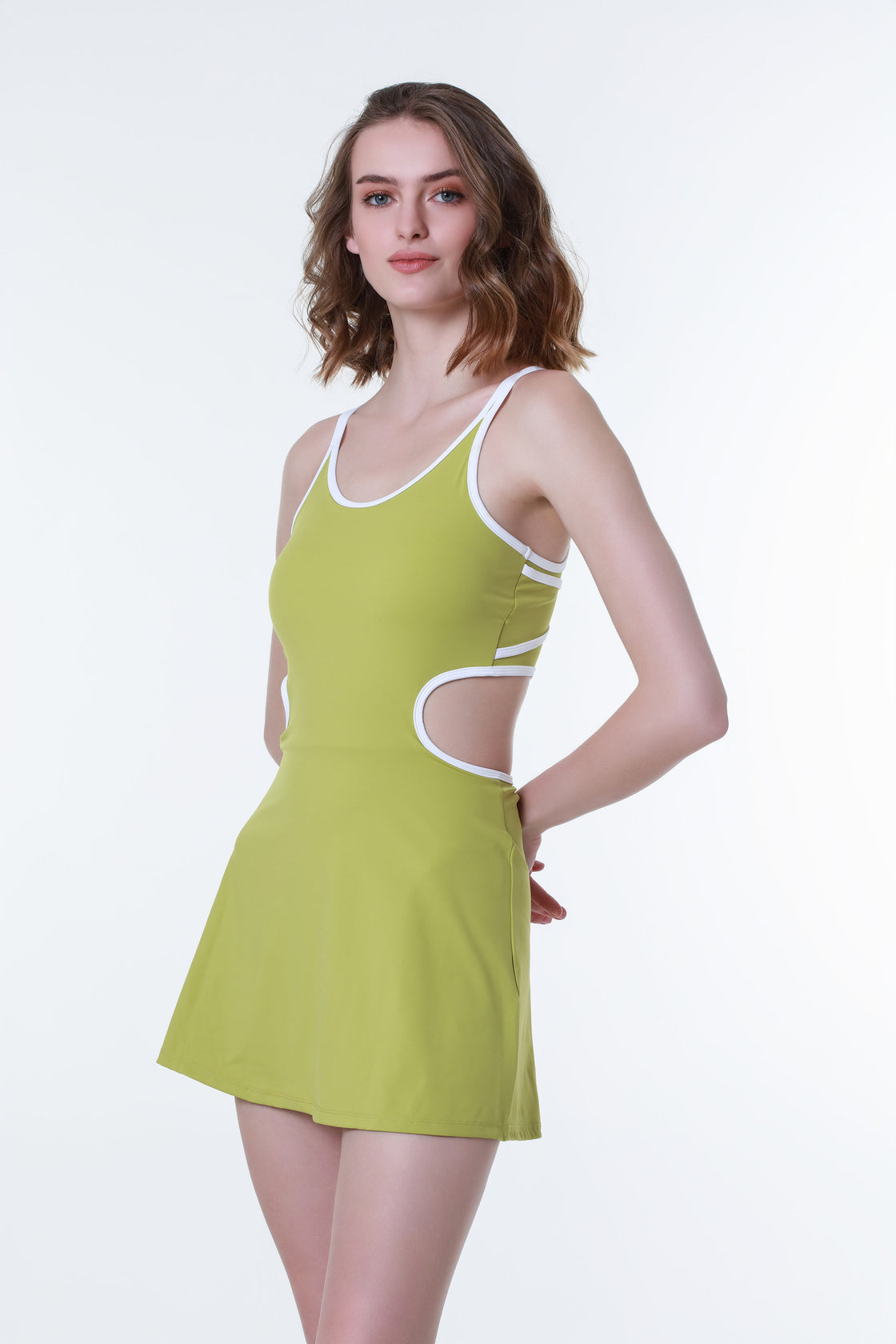 Lime Cut-Out Mini Dress