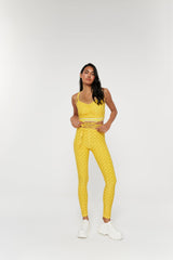 Yellow Leggings With Waist String Ties