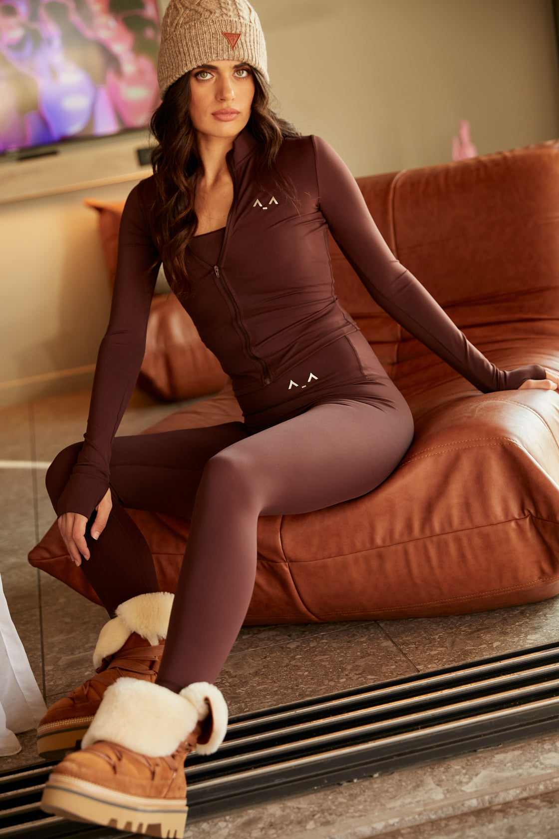 Aviator Edge High Waist Chocolate Brown Leggings