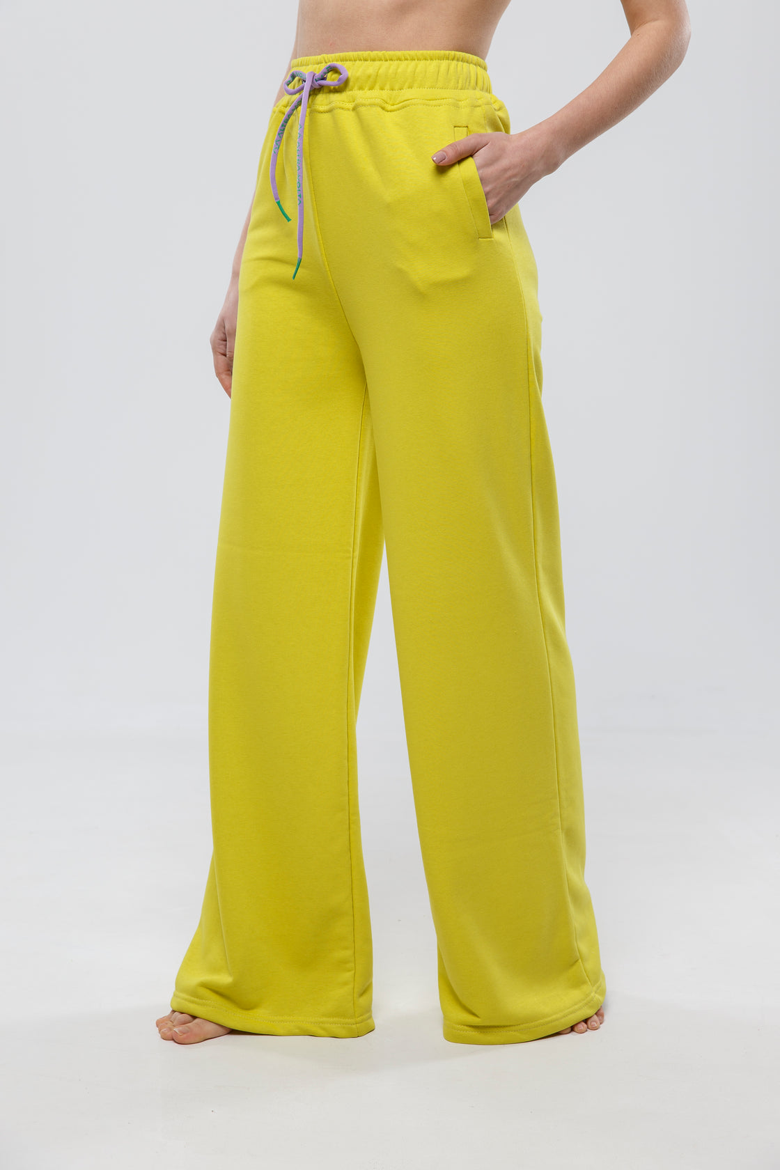 Relaxed Comfort Wide Leg Yellow Sweatpants