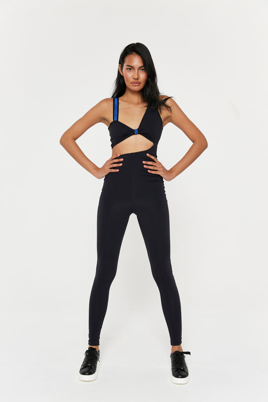 One Shoulder Asymmetric Black Jumpsuit