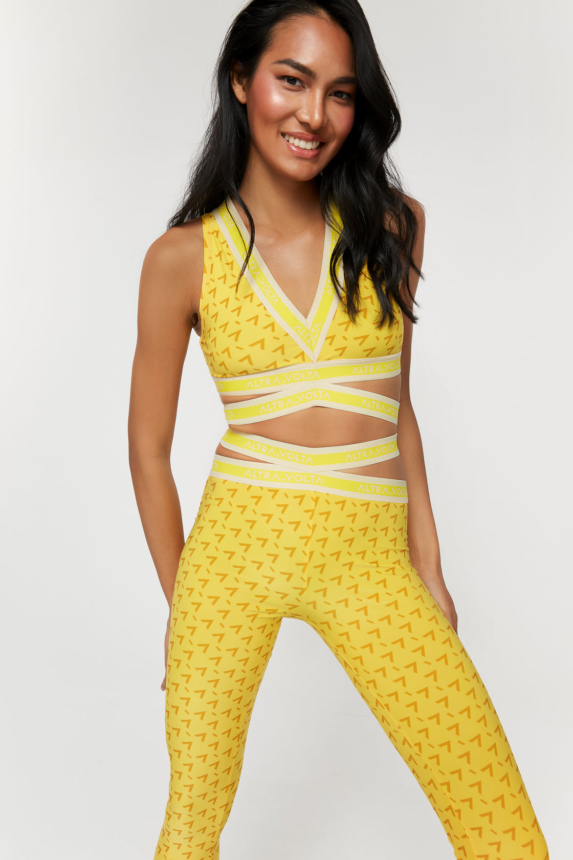 V-neck Yellow top with logo