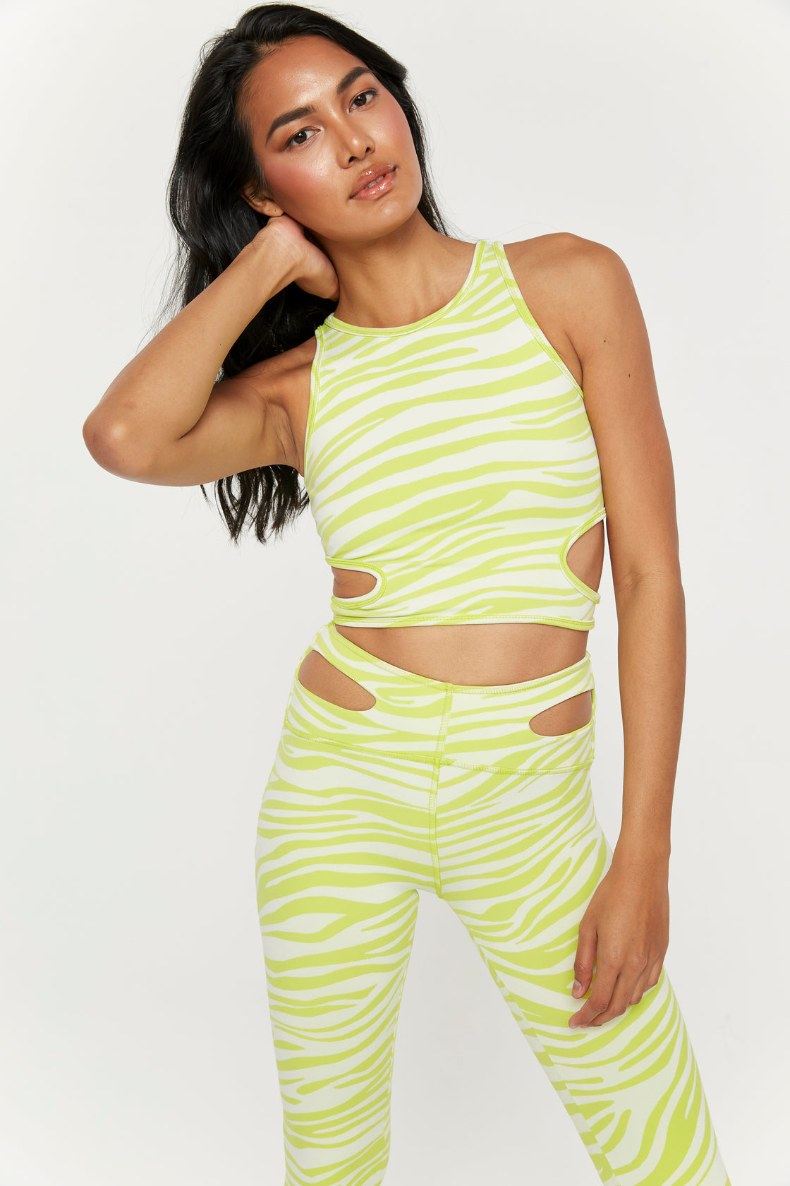 Light Green Zebra Print Crop Halter Top