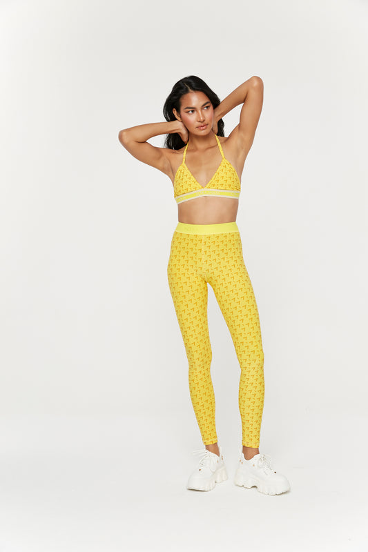 Dynamic Yellow Logo Sports Bra