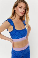 Blue-Purple Action RufflesBra Top